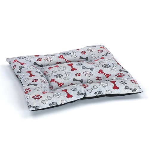 Colchoneta para Perros: Cama Perros Suave y Cómoda, Lavable, Ideal para Descanso y Sueño - Cuna Perro Hecha en España (Gris Multicolor, 70X50X10)