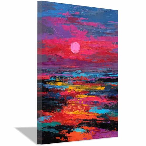 Art mural sur toile pour chambre et salon tableau paysage mer rouge 40x60cm encadré