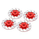 Yobadam RC-Car-Bremsscheibensatz, Aluminiumlegierungsrad-Sechskantnabe mit M4-Sicherungsmuttern für RC-Straßenrennwagen Im Maßstab 1:10 D4 D5 XIS TT01 TT02 (Rot)