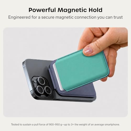 Image of Satechi Magnetic Magsafe Wallet, Double Flap Stand Card Holder, 4 Slots with Front NFC Pass-Through, Adjustable Phone Attachment for iPhone 17 /16 /15 /14 /13 /12, Travel Accessory - Aqua