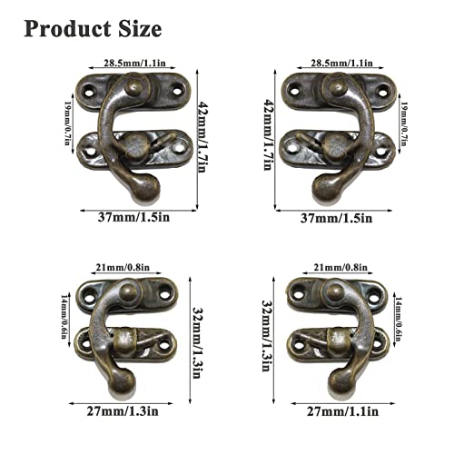 Bztzhm 20 Stück Antike Verriegelungshaken, Riegelhaken Haspe, Klein Antik Latch Hook, Antik Bronze Farbe Hasp, Links/Rechts Latch Hook, für Holzkiste Schmuckschatulle Kleiderschrank