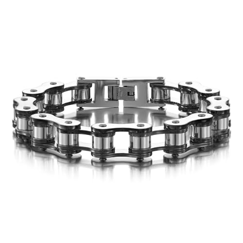LAFATINA Motorcycle Bike Chain Bracelets Stainless Steel Bicycle Masculine Polished Link Bracelets for Men Women