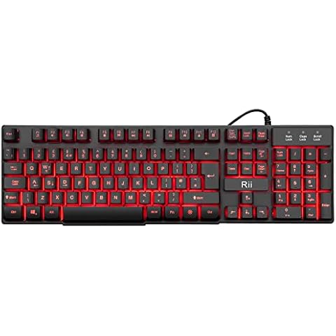 RK100 3 Color LED Backlit Mechanical Feeling Gaming Keyboard Black UK Layout Red Purple Blue Cover