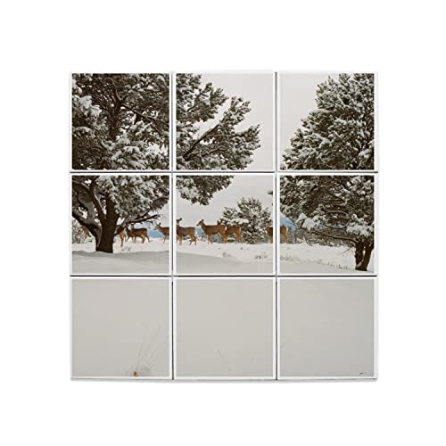 Carreaux céramique décoratifs 15,2x15,2 cm lot de 9 fresque murale paysage hiver montagne