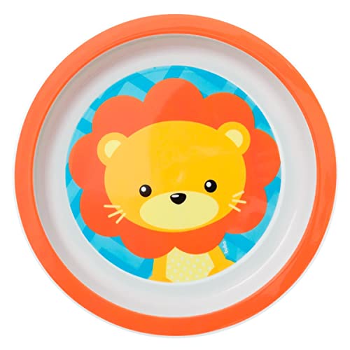 Kit Refeição Infantil 3 Peças Prato com Divisórias Prato Raso e Bowl Buba Animal Fun (Leão)