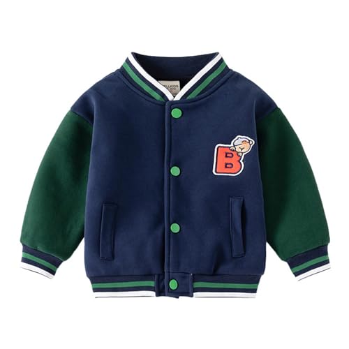 Image of Volunboy Kids Baseball Jacket Varsity Letterman Coat Fall Winter Fleece Bomber Vintage Outerwear