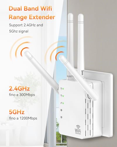 Image of WiFi Extender, EasyMesh WiFi Extender 1.2Gbps, WiFi Extender Signal Booster Dual Band 5GHz /2.4GHz, 12880 Sq.Ft Coverage, Supports 105 Devices and Ethernet Port