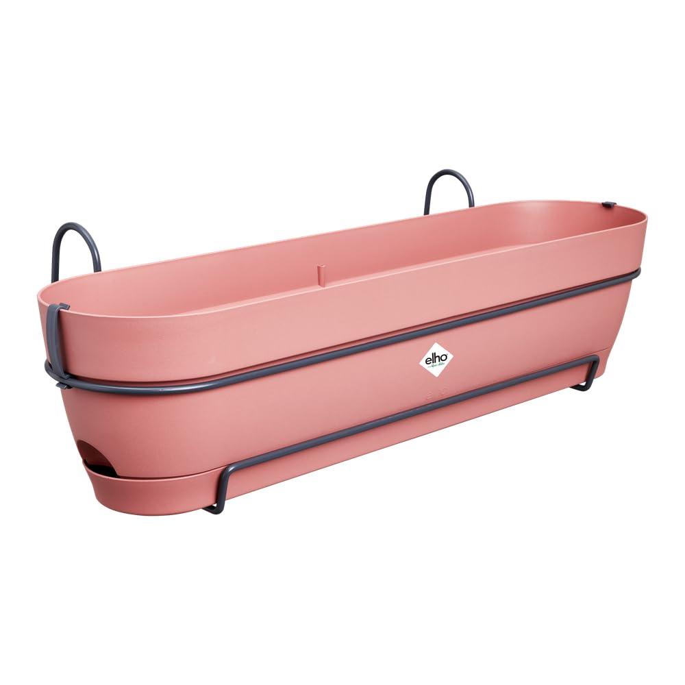 elho Vibia Campana Balkonkasten Allin1 70 mit Wasserreservoir - Übertopf für Balkon - 100% recyceltes Plastik - Ø 70.4 x H 17.7 cm - Rosa/Puderrosa