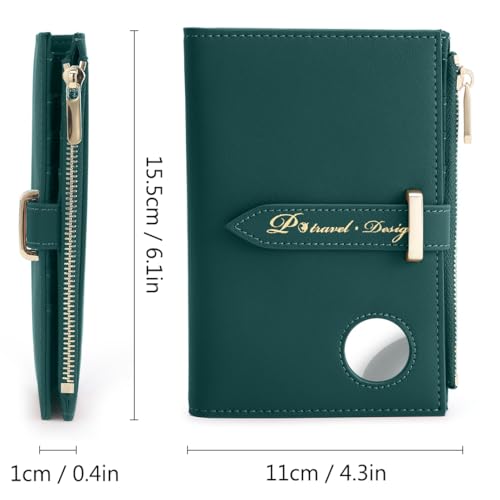 VanFn Airtag Passport Holder, RFID Travel Passport Wallet, Family Passport Holder, Ladies Bifold Air Tag Wallets, Slim Leather Credit Card Wallet For Women, Trip Document Organizer P.Travel Series2