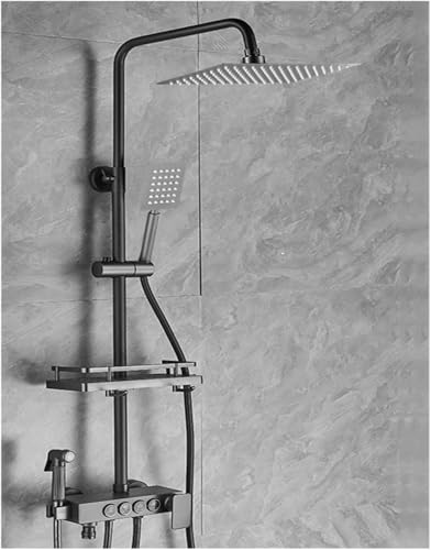 Stainless Steel Bathroom Home Constant Temperature Shower Set ，Black/Gun Grey Pressurized Bathroom Shower Head Bath(Gray 4 Hc)