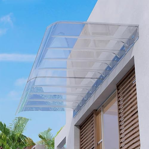 Genérico Toldo Exterior Transparente de policarbonato de 35x120 cm: Elegante Refugio Exterior para Puerta y Ventana, toldo de protección contra la Lluvia, Cubierta Entrada del Patio.