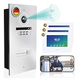 MATHFEL 2-Draht Video Türsprechanlage Einfamilienhaus – Full HD 170° Kamera mit WLAN – 3×7-Zoll Touchscreen – Gesichtserkennung (Silber)