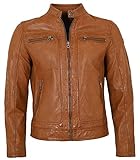 Gipsy - Herren Echtleder Lederjacke Lammnappa Cognac Bio pflanzlich gegerbt Größe Medium