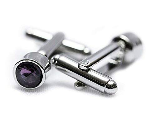 Guento Airus Classic Men's Dot Cufflinks Pair Lavender Alloy Metal Business French Cuff Link Shirt, Luxury Gift Box with Mirror