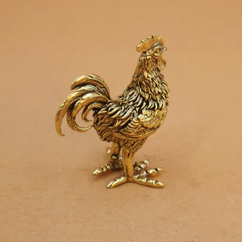 Estatua de gallo de latón para decoración de escritorio miniatura 4