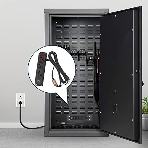Hhsoet 4 Outlet Gun Safe Power Outlet Kit, Wall Mount Power Strip With Usb Ports, 10Ft Extension Cord With Conductor Inline Connectors Accessory. (Black) #TOP2