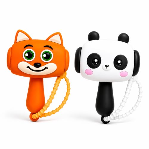 Image of Babique ChuChu Toys Cute Cartoon Panda & Fox Soft Plush Combo | Soft Huggable Sensory Toy | Cuddly Handheld Toy for Babies, Toddlers & Kids | Travel-Friendly Gift | Pack of 2