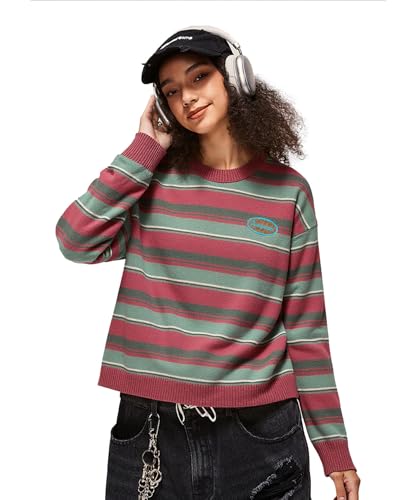 Striped Sweater for Women Vintage Unisex Y2k Oversized Sweaters Crewneck Long Sleeve Pullover2