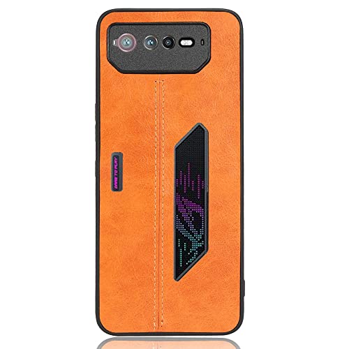 Easyshow Funda para ASUS ROG Phone 6 Funda, ASUS ROG Phone 6 PU+PC+TPU Piel Funda de teléfono, Fundas Dura para ASUS ROG Phone 6-Amarillo