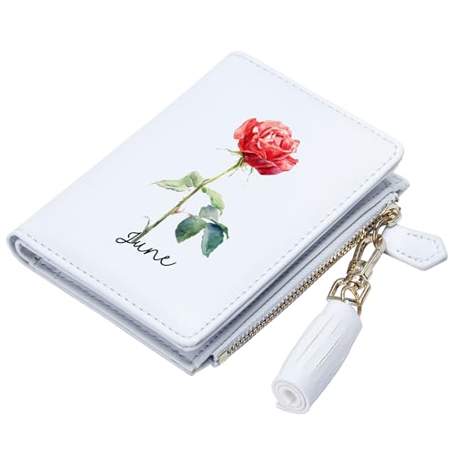 ZRTARY Customized Birthday Flowers Wallets for Women,Birthday Gift, Holiday Gift for Family and Friends, Valentine's Day Gift for Mom, Wife 0470f3