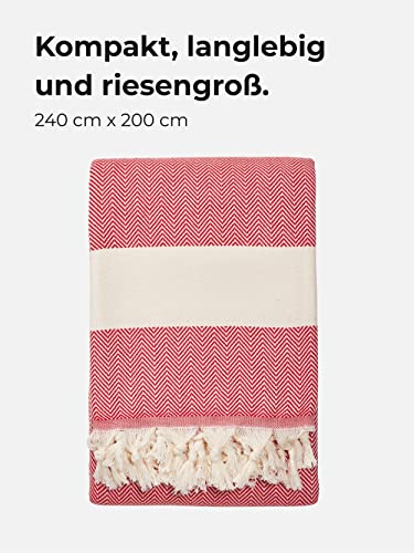 Sowel® XXXL Hammam Towel, Beach Towel, Fouta, 100% Cotton, 200 x 240 cm, Red - Image 4