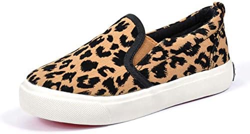 Fashionme Toddler Boy's Girl's Cute Leopard Shoes Stylish, Kids Casual Canvas Sneakers for Girls Casual Slip-on Running Walking Shoes Sneaker Loafer Flats
