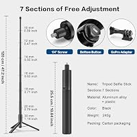 120CM Selfie Stick Stativ für Insta 360 X5 X4 X3 One X2 GoPro Hero 13 DJI – Ansicht 2