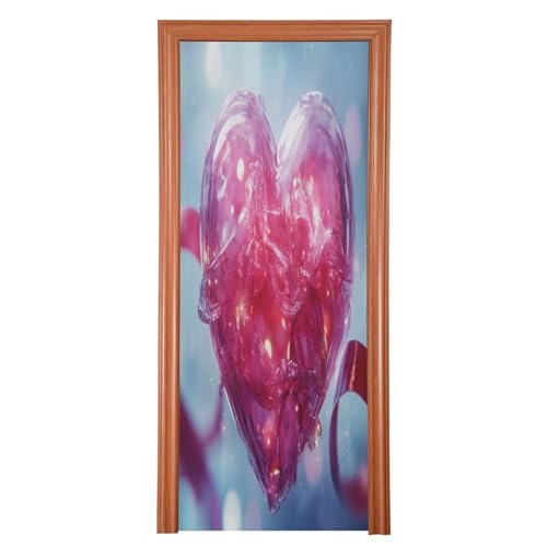 FLildon Valentine's Love Heart Door Cover Decoration, Party Accessory Porch Decor for Festive Ornament Room Door Covers 35 x 79 Inch
