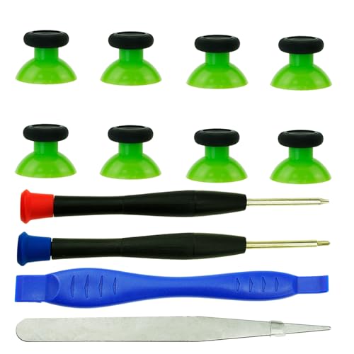 Image of 8PCS Replacement Analog Joysticks Repair Kit for Xbox Core Controller, Thumbstick for Xbox one S /X /Elite Controller, Custom Thumb Sticks Parts for Xbox Series X /S Controller (Black-Green)