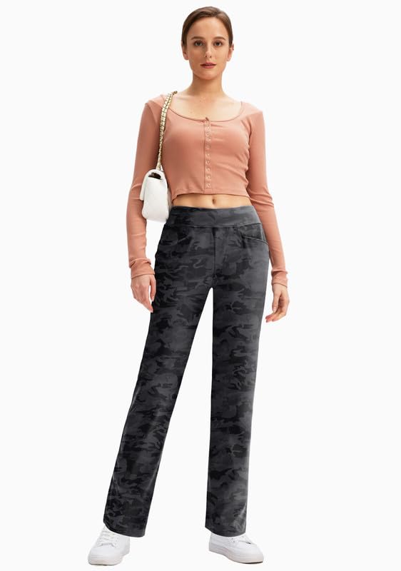 SANTINY Pantaloni da golf da donna con 3 tasche, elasticizzati, a vita alta, per viaggi, lavoro, casual