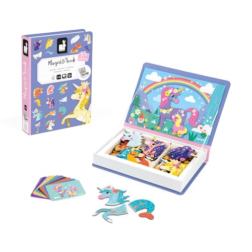 Janod - Magnéti'Book Einhörner - Magnetisches Lernspiel 44 Magnete + 10 Vorlagen - Kinderspielzeug aus FSC-Pappe - Fördert… – Ansicht 3