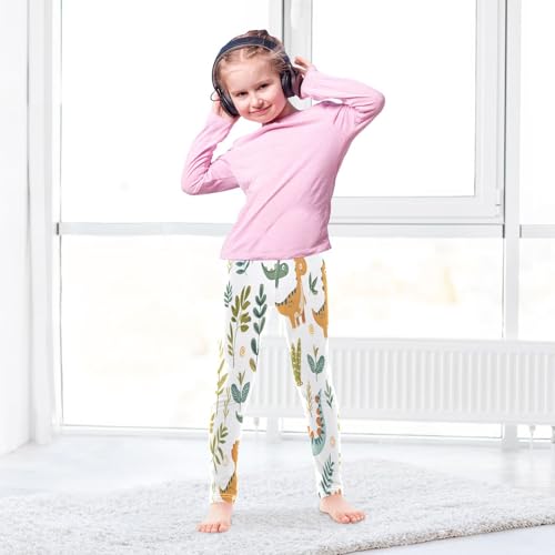 Bolaz Toddler Girls Leggings Printed Yoga Pants Leggings Orange Green Dinosaur for Kids4