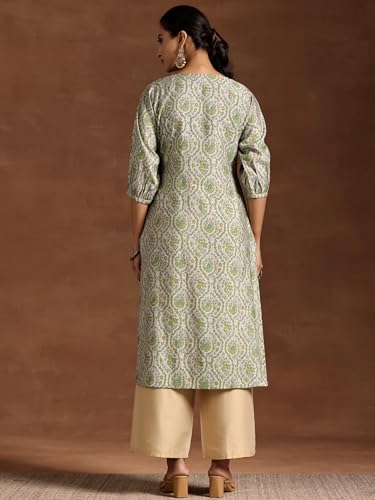 Image of Libas Womens Printed Silk Straight Kurta for Women Suit