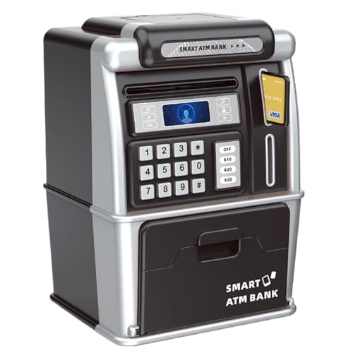 ATM マシンおもちゃの銀行 - パスワードで保護されたコインカウンター |自動請求書スロット付きスマートマネー金庫、子供向けインタラクティブ教育貯蓄貯金箱金融学習プレイルーム