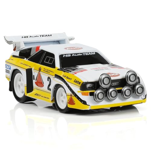 Risopen Compatible for Audi Sport Quattro Car Model Toy 1/64 Alloy Metal Diecast Yellow Car Model Toy Gift Small Classic Auto Model Antique Collection Sport Vehicle Model Toy for Men Adult
