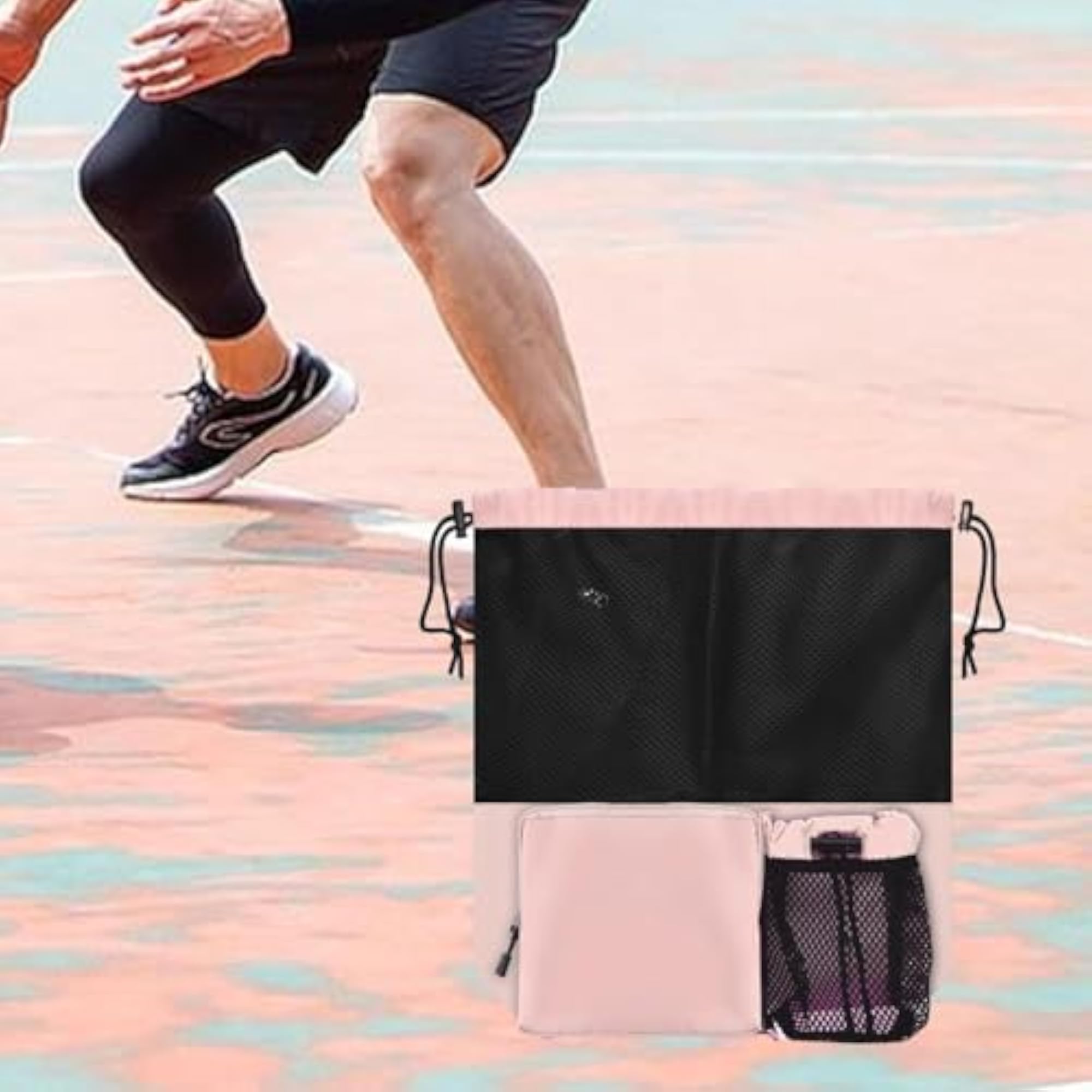 Mesh Drawstring Backpack Travel Gym Rucksack, Pink