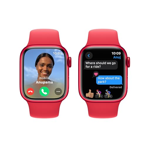 Image of Apple Watch Series 9 [GPS 41mm] Smartwatch with (Product) RED Aluminum Case with (Product) RED Sport Band M /L. Fitness Tracker, Blood Oxygen & ECG Apps, Always-On Retina Display, Water Resistant