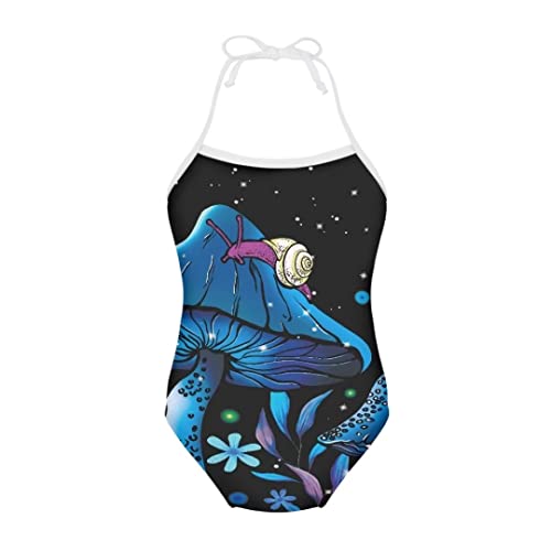 Image of Pinupub Girls One Piece Swimsuit Off Shoulder Halter Neck Cute Fashion Hawaiian Tropical Bathing Suit