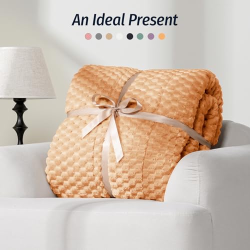 Image of Wemore Fleece Weighted Blanket for Adults (60 inch x 80 inch 15lbs, Orange-Yellow), Dual Sided Cozy Soft Sherpa Heavy Blanket, 3D Imitation Turtle Shell Warm Jacquard Flannel Weighted Blankets