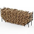 CADUKE 6FT Outdoor Firewood Rack, Wood Racks for Firewood Fire Wood Holders Indoors Log Rack for Fireplace Heavy Duty Metal Fire Wood Storage Rack