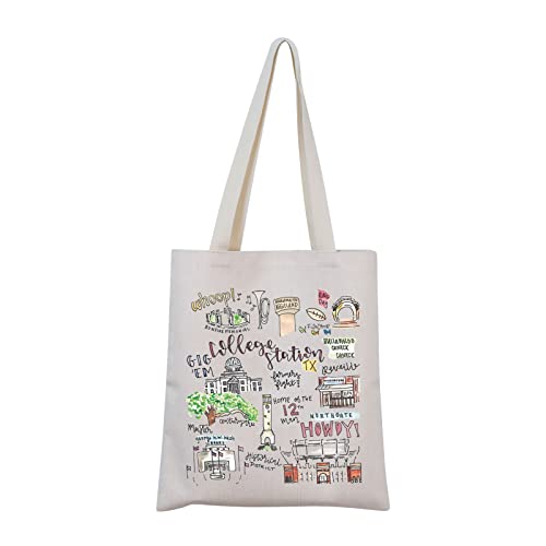 Image of MNIGIU College Station Texas Tote Bag TX A&M Grad Gift Graduation Gift for Aggie (College TX Tote)