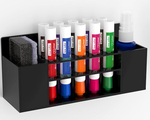 HBlife Magnetic Dry Erase Marker Holder for Whiteboard, Wall Mount, Black