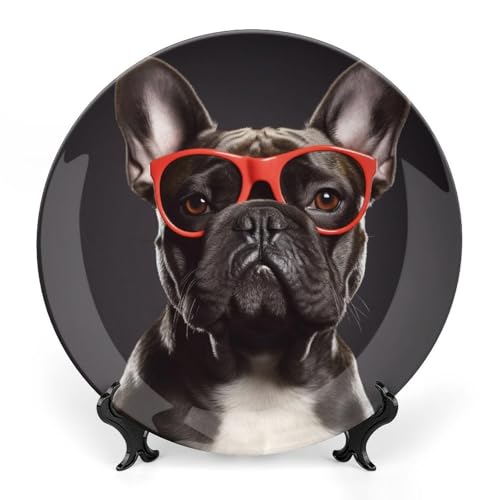 Plato decorativo de porcelana Bulldog Francés 6 pulgadas miniatura 1