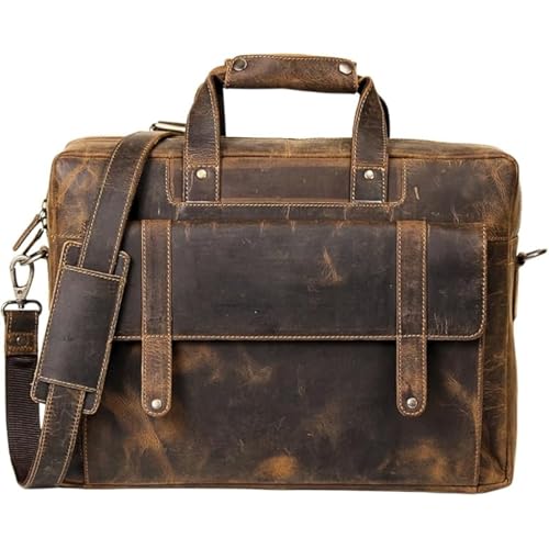 Image of Genuine Leather briefcases for men 17 inches computer bag for mens | Laptop bag, Work bag, Business and Office Bag