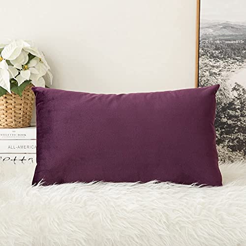 Image of Khooti Velvet Cushion Cover Pack of 1-20 inch x 30 inch / 51 x 76 cm - Color - Wine - Soft Pillow Covers Cushion Case for Sofa Bedroom Livingroom Chair Car, Cushion Cover