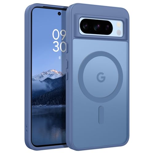 YINLAI für Google Pixel 8 Pro Hülle Kompatibel mit MagSafe Handyhülle Magnetisch Cover Case Translucent Matt Stoßfest Schutzhülle für Google Pixel 8 Pro 6.3 Sky Blau