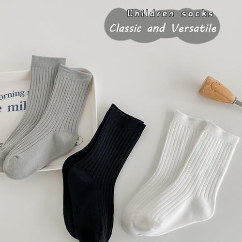 Kids Socks Ribbed Cuffs Lines Design Crew Socks Mid-Calf Knit Solid Classical Casual Fashion Socks for Kids 1 Pairs4