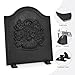 Firebacks for Fireplace,Cast Iron Fireback with Feet,Fireplace Back Plates,Heat Insulation Flower Fireplace Heat Reflector for Wall Protection 20''(H) x 17