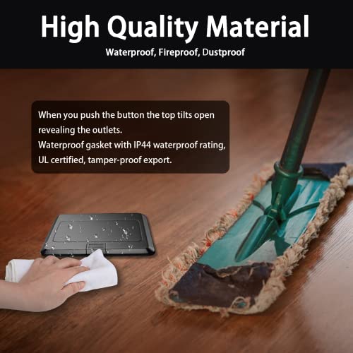 Pop Up Floor Box, Waterproof Floor Outlet Cover Plate Kit 20A Gfci Chargers Tamper-Resistant Receptacle Hidden Electrical Outlet For Kitchen Countertop (Black-Gfci) #TOP3
