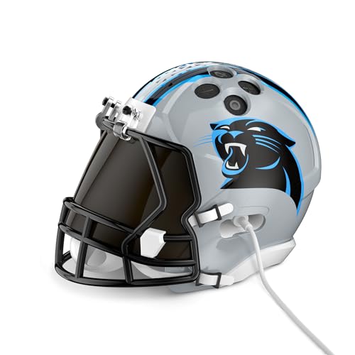 Image of NFL Echo Dot Bundle: Includes Echo Dot | Charcoal and Limited-Edition NFL Helmet Stand | Carolina Panthers. Available in All 32 NFL Team Designs. While supplies last.